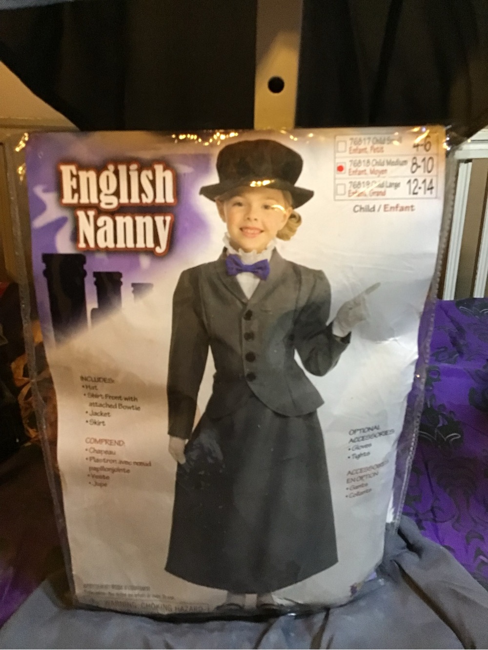 English nanny Mary Poppins inspired child costume size medium 8-10